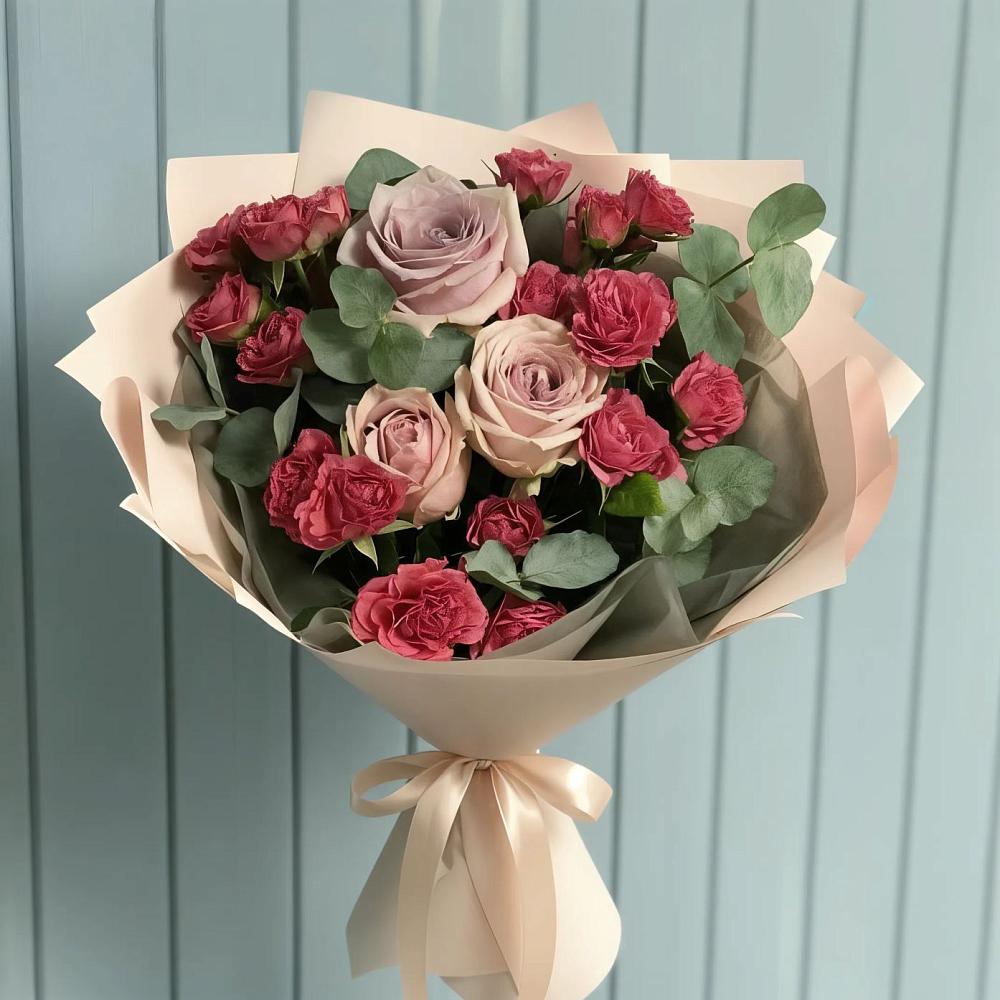 Букет цветов из: Гвоздики и Розы в Калининской Ростовской области