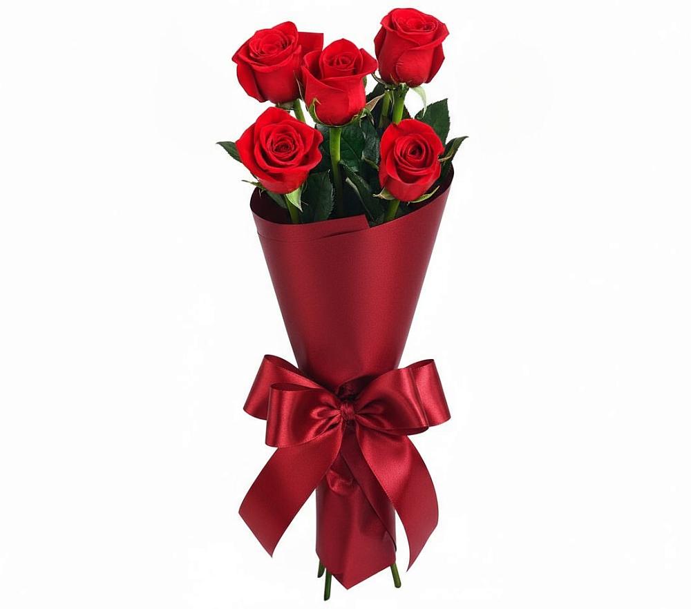 Букет 5 Красных роз Эдлесс Лав в Калининской Ростовской области