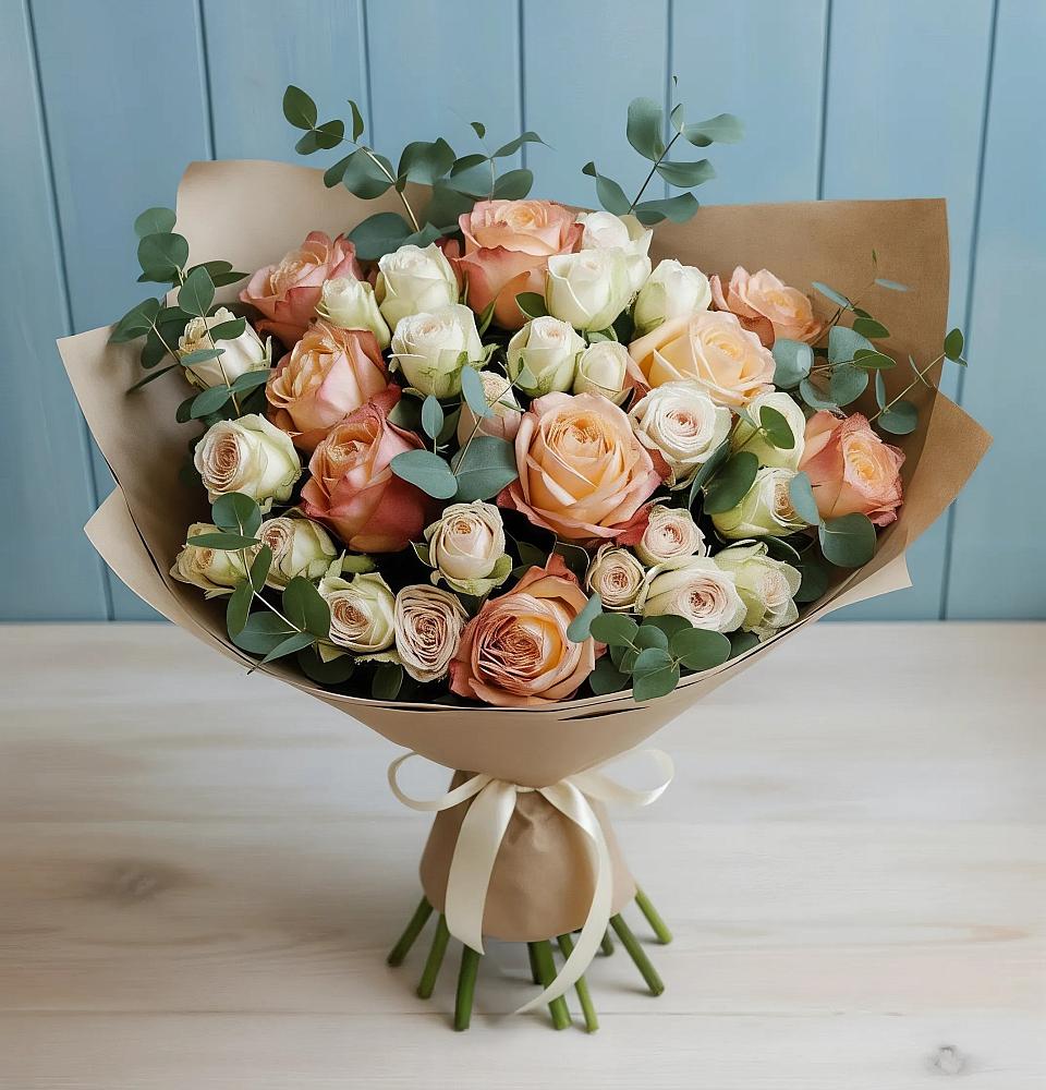 Букет цветов из: Альстромерии и Розы в Калининской Ростовской области