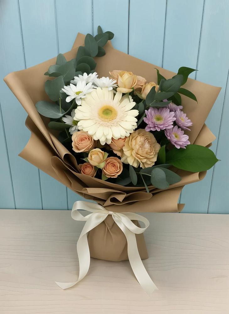Букет цветов из: Герберы и Хризантемы в Калининской Ростовской области