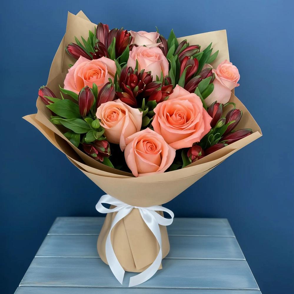 Букет цветов из: Розы и Альстромерии в Калининской Ростовской области