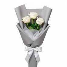 Букет 3 белые розы #REPLACE_PRED# Калининской Ростовской области