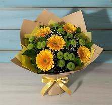 Букет цветов из:  Герберы и Хризантемы #REPLACE_PRED# Калининской Ростовской области