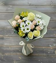 Букет цветов из:  Альстромерии, Розы и Хризантемы в Калининской Ростовской области