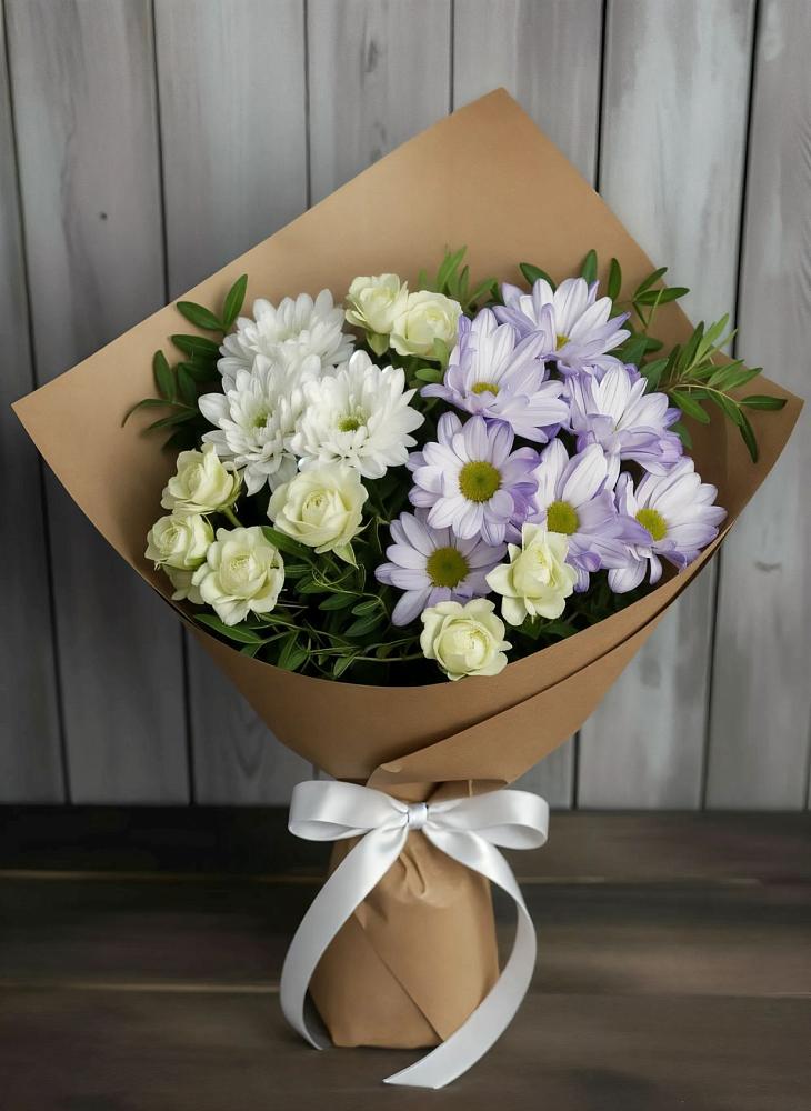 Букет цветов из: Хризантемы и Розы в Калининской Ростовской области